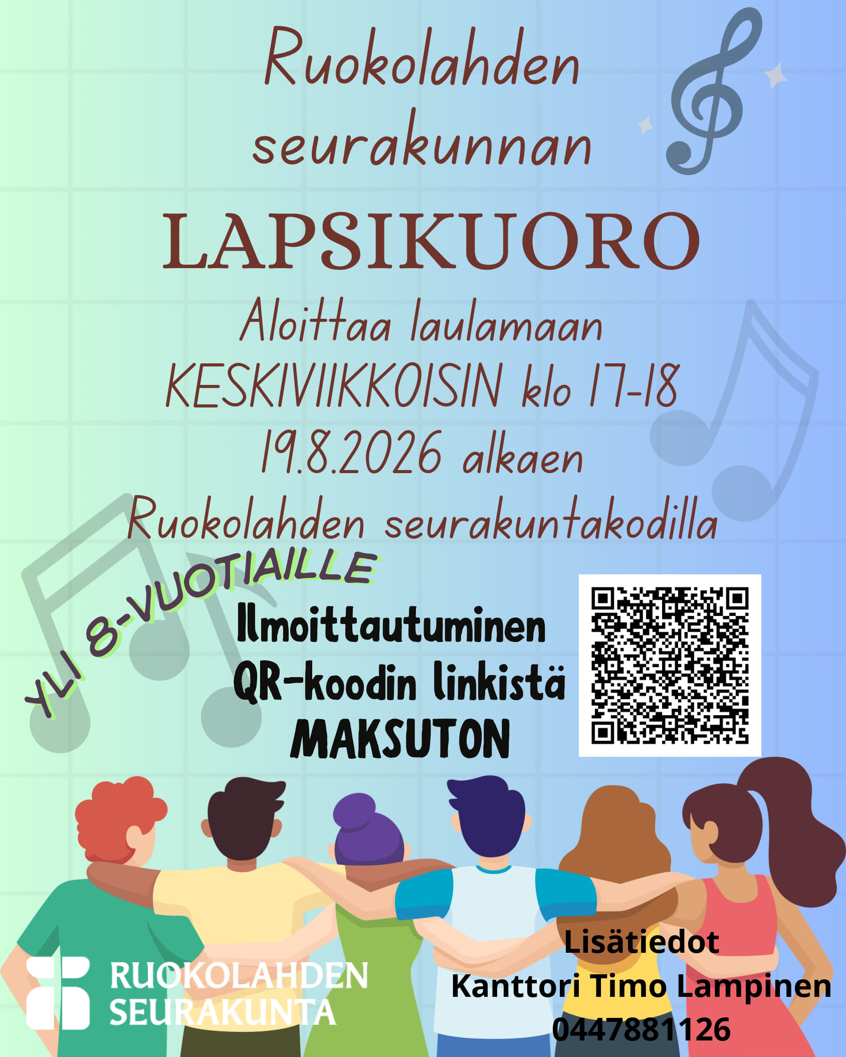 Kuvassa turkoosi tausta, mainostekstiä päällä.