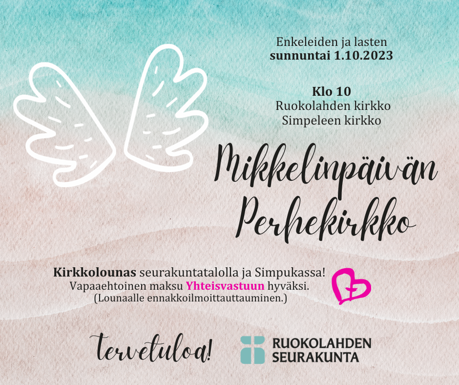 Tapahtuman mainos. Valkoiset enkelin siivet.